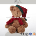 High quality brown soft toy classic plush teddy bear toys in Christmas hat